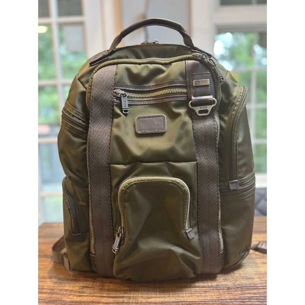 TUMI Alpha Bravo Khaki Green Backpack EUC